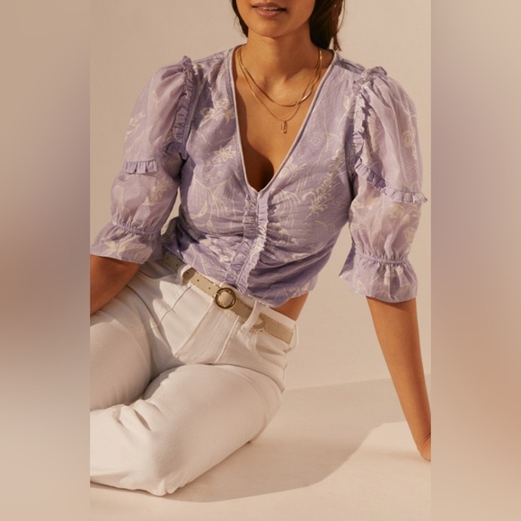 Anthropologie Tops - Ruffled Puff Sleeve Top